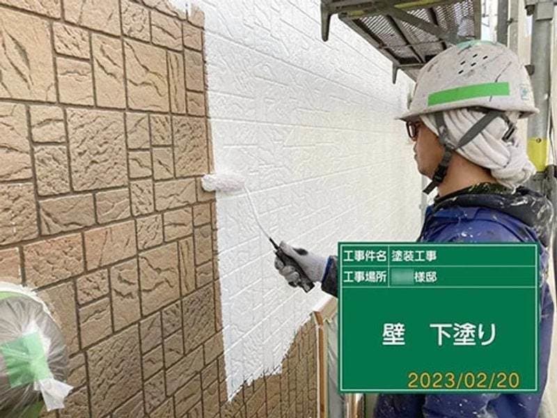 小平市ペイントプラスの小平市M様 施工例:外壁塗装下塗り