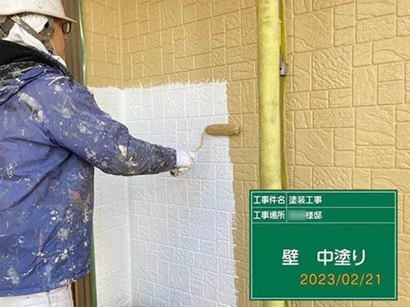 小平市ペイントプラスの小平市M様 施工例:外壁塗装 中塗り