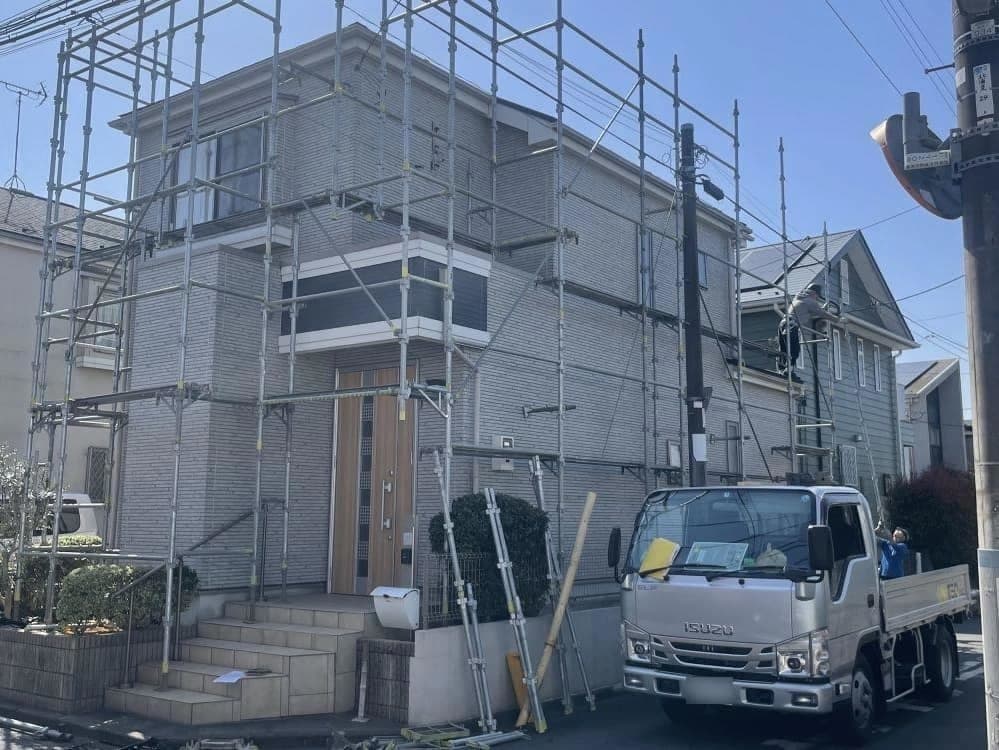 小平市ペイントプラス施工事例:小平市S様 足場組立