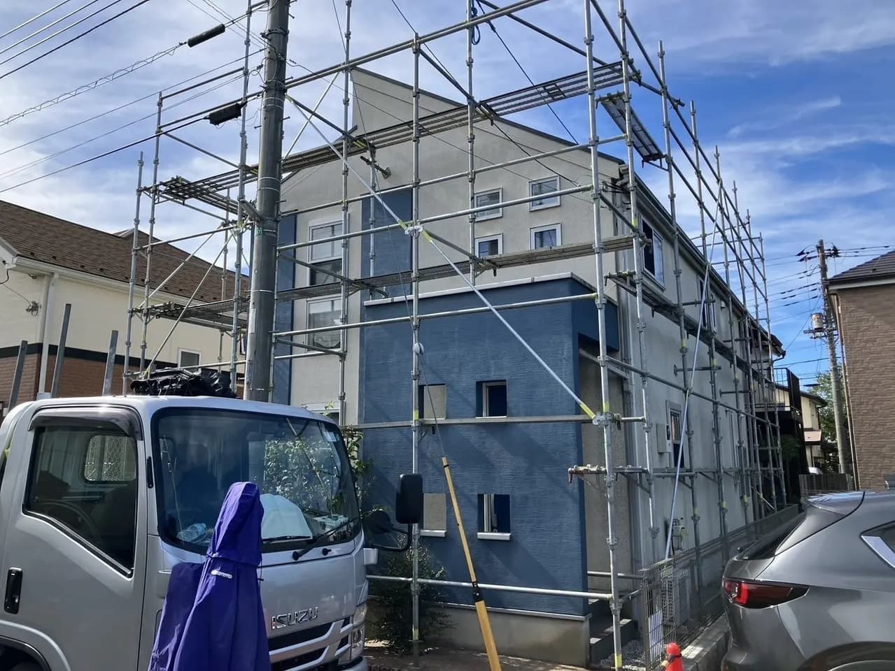屋根塗装外壁塗装 足場組立