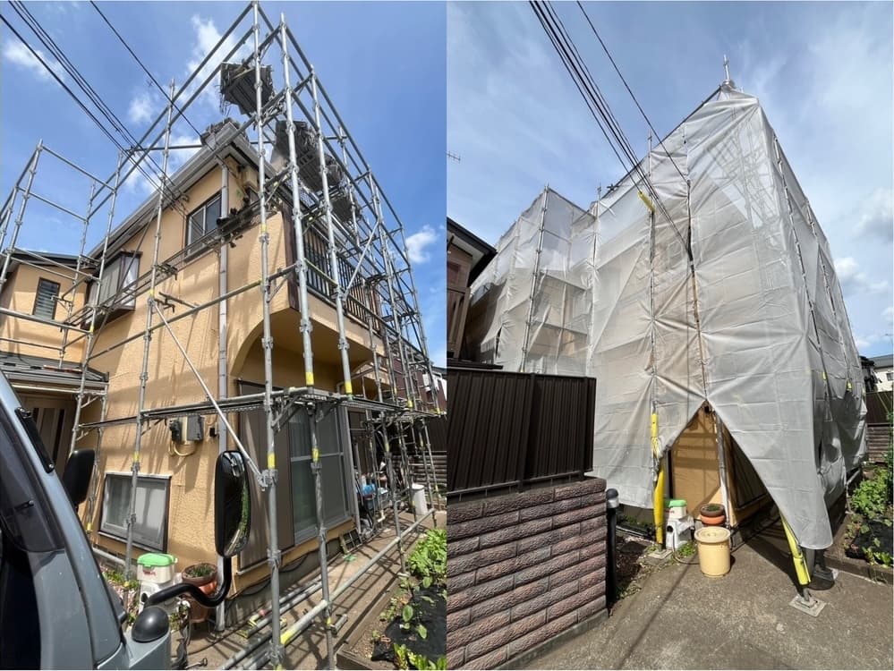外壁塗装 足場組立
