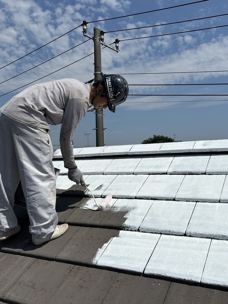 屋根工事　カバー工法中の屋根